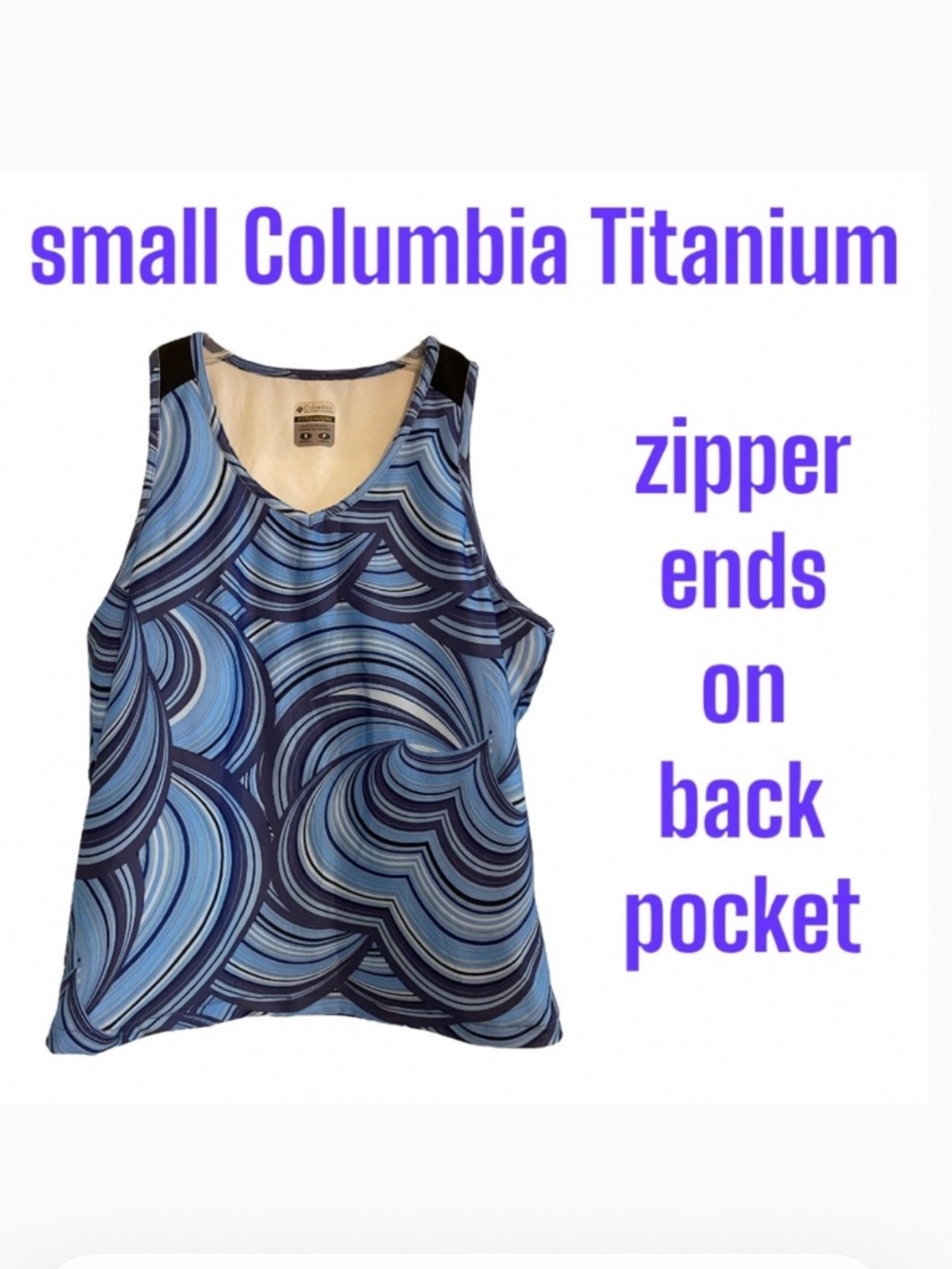 Sm Columbia Performance Titanium Sport Top 2 Zip Pocket Blue Swirl Sportswear